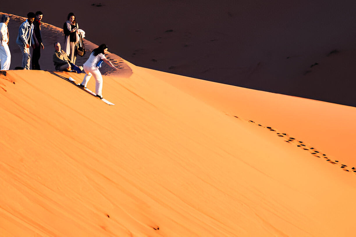 Agadir desert sandboarding with ocean views